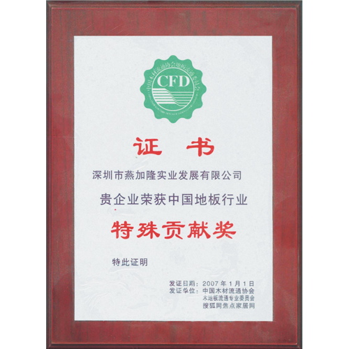 中国地板行业特殊贡献奖