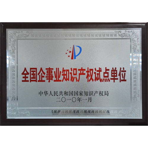 中华人民共和国国家知识产权局授予燕加隆“全国企事业知识产权试点单位”称号